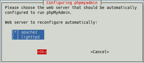 PHPMyAdmin web server selection