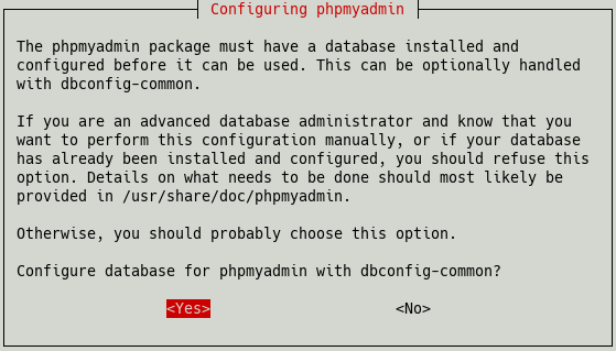 PHPMyAdmin database